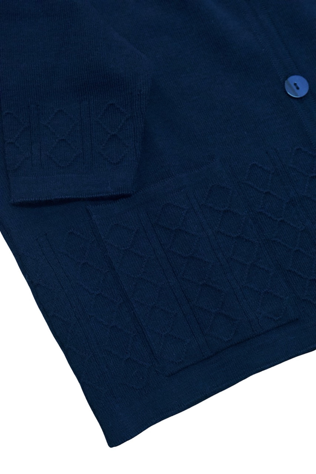 Casaco de malha azul com bolso