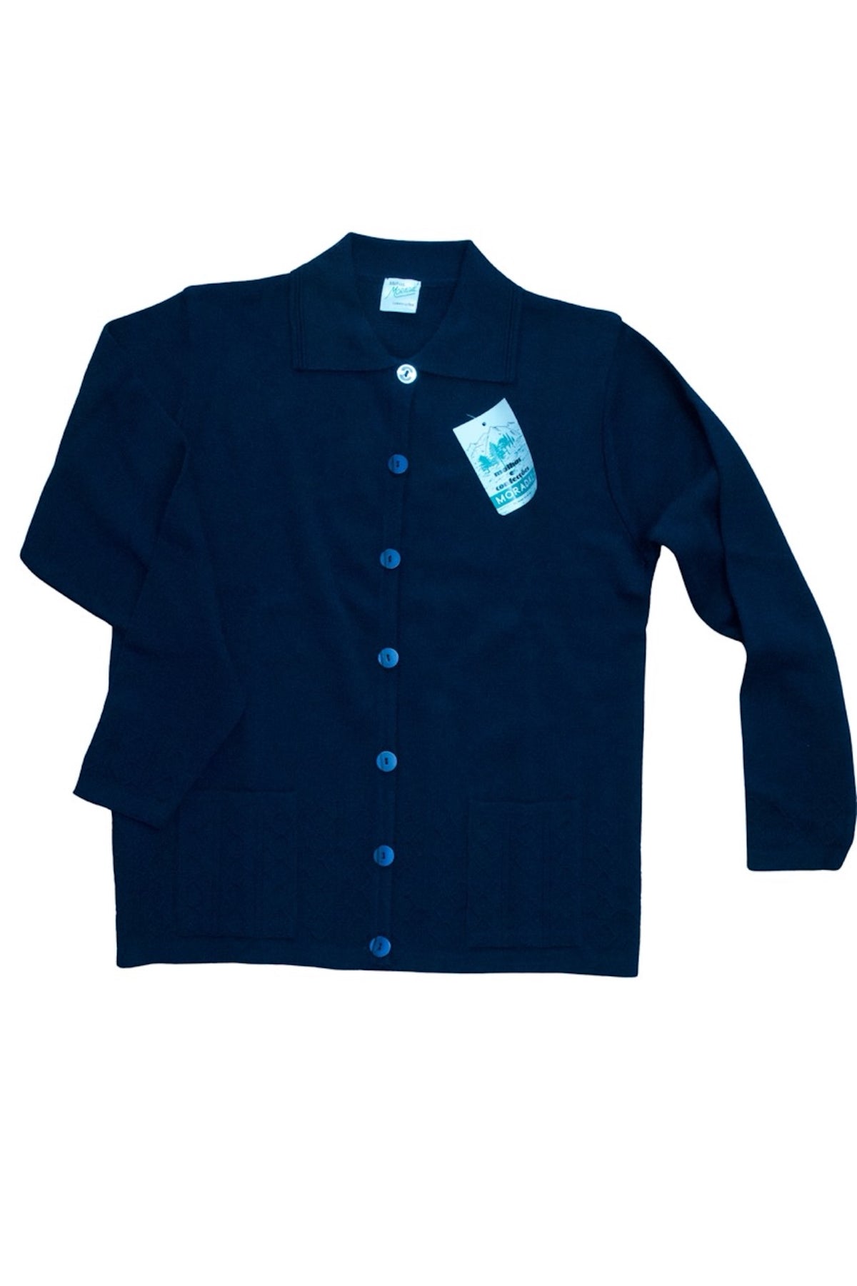 Casaco malha azul com bolso