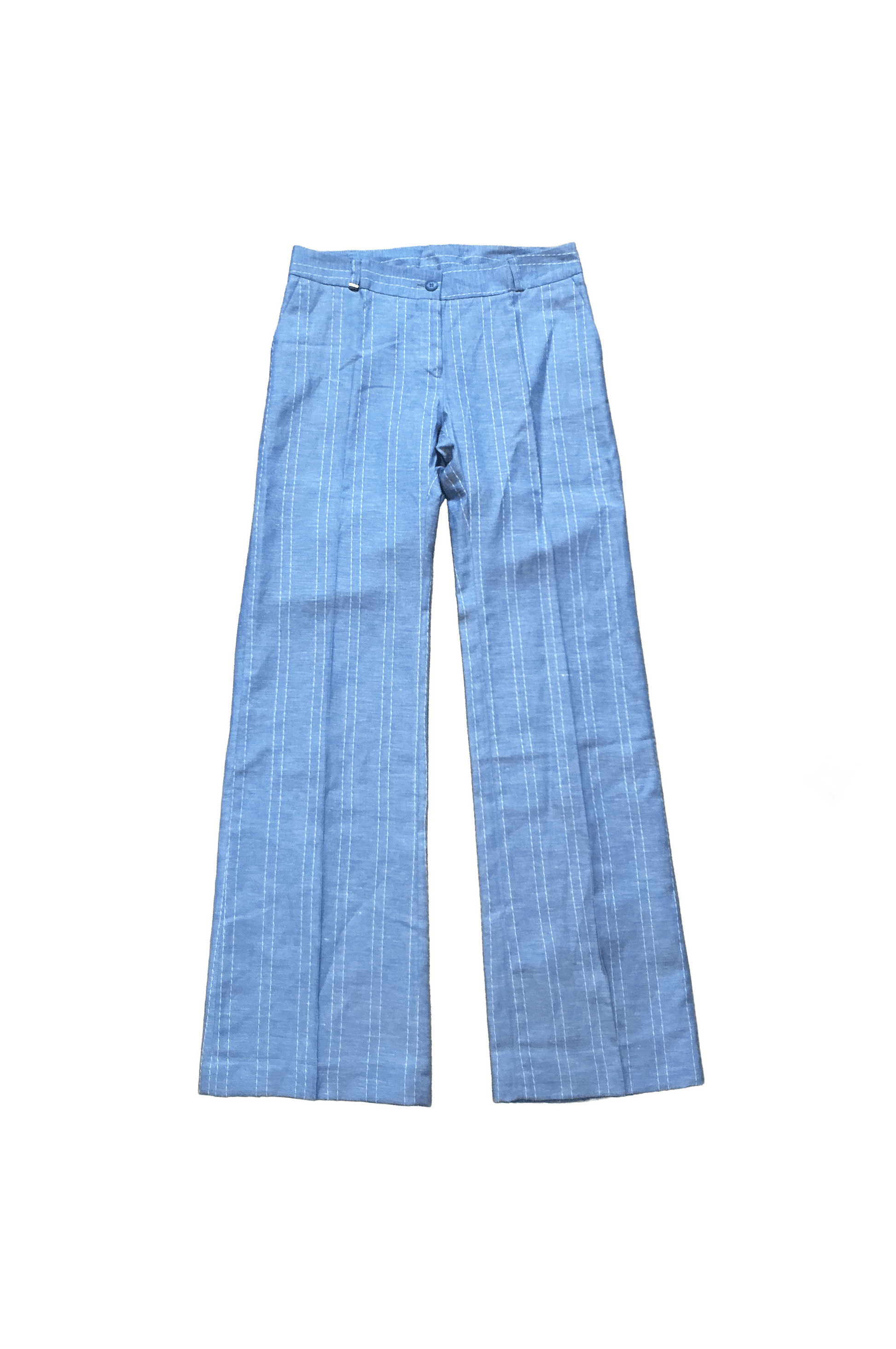 Calças linho azul com detalhes