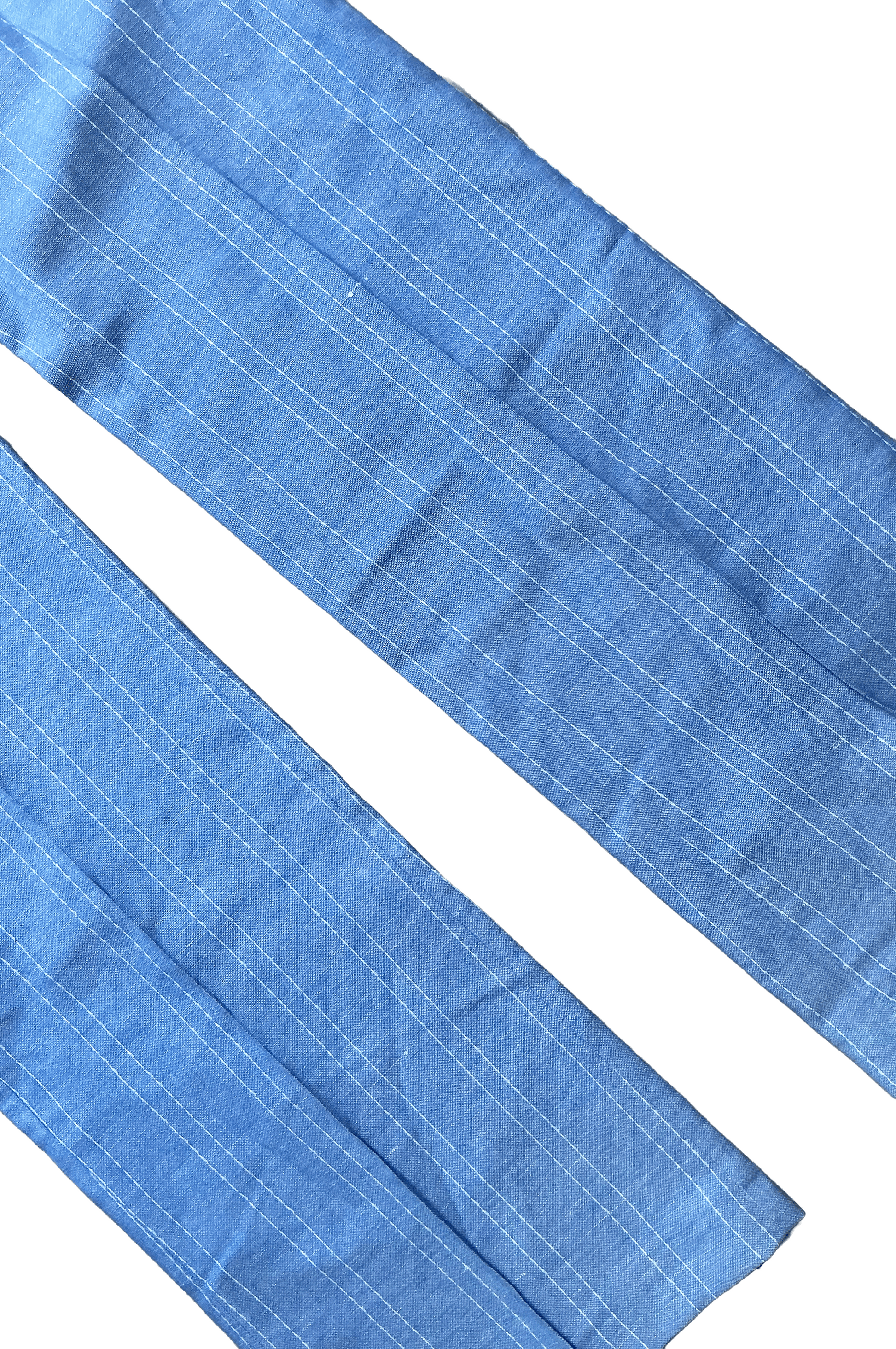 Calças linho azul com detalhes
